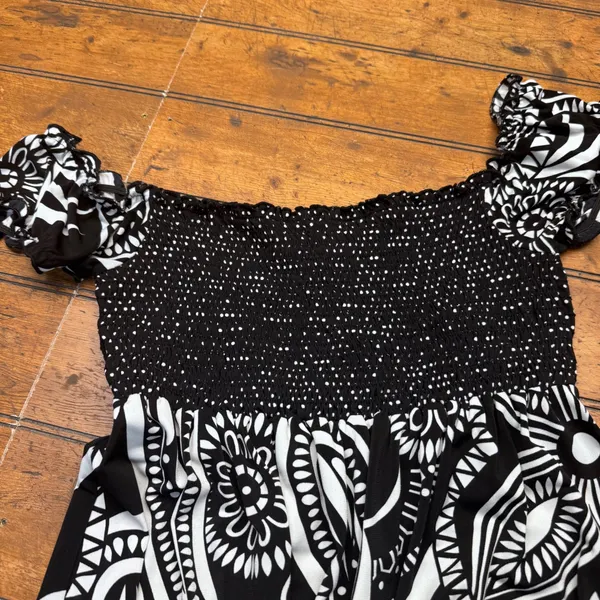 Speechless Black White Paisley Smocked Bubble Hem Mini Dress Womens‎ Size S - Image 3