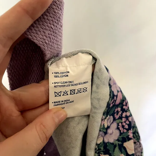 Laura Ashley purple green‎ floral tote bag large capacity cargo cotton - Image 6