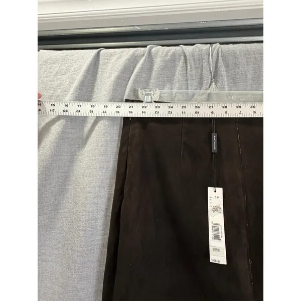 NWT Elie Tahari Dark Brown Suede Pencil Skirt 10 Kim‎ Midi Leather Luxe Academia - Image 11