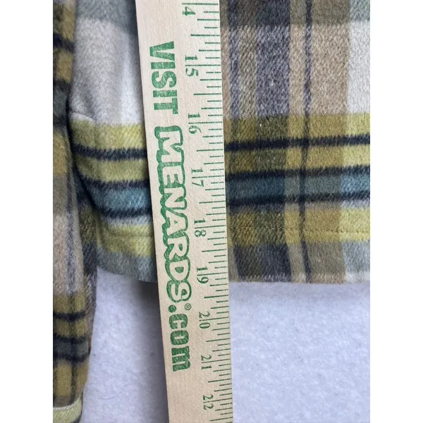 Bagatelle‎ Cropped Shacket Womens Size S Green Plaid Wool Blend Button - Image 7