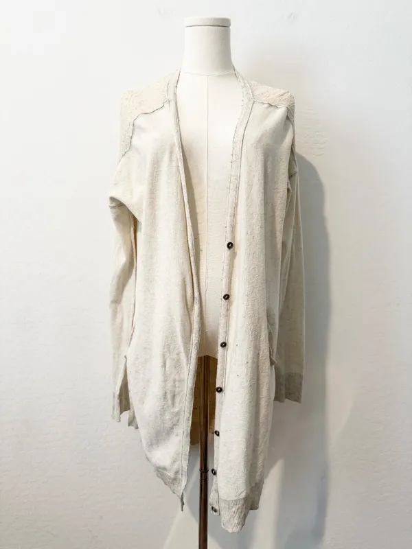 Free People Back To You Longline Duster Cardigan Embroidered Boho Crochet Casual - Image 3