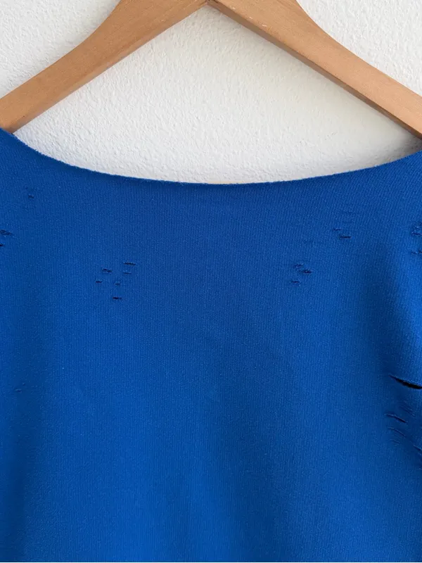 Los Angeles Dodgers MLB off-the-shoulder destroyed sweatshirt - Image 11