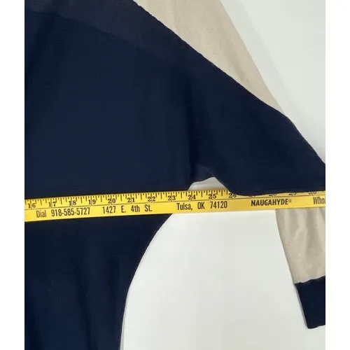 LAUREN RALPH LAUREN‎ Sweater Dress Med Blue Cream Colorblock Silk Quiet Luxury - Image 7