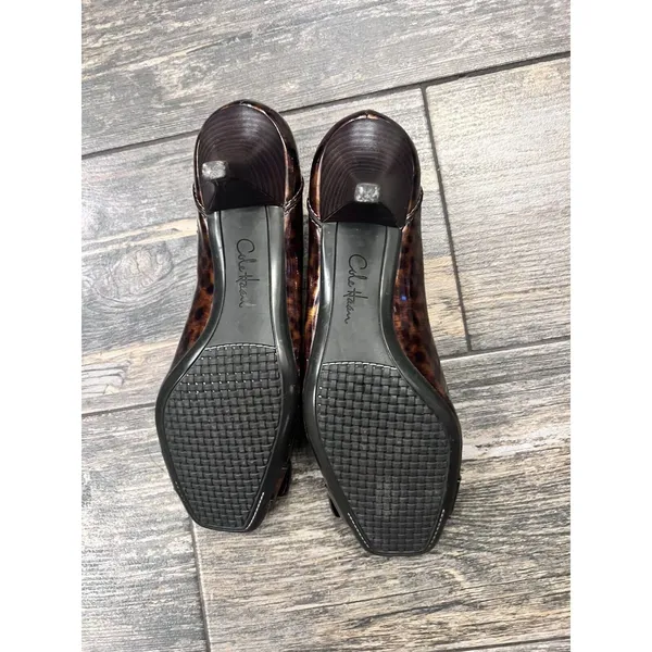 Cole Haan Womens Leopard Patent‎ Leather Square Toe Heel - Size 8B Flaws - Image 7