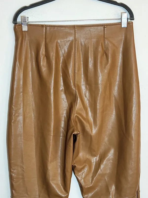 Abercrombie and Fitch Light Brown Faux Leather Pants Size XL - Image 4