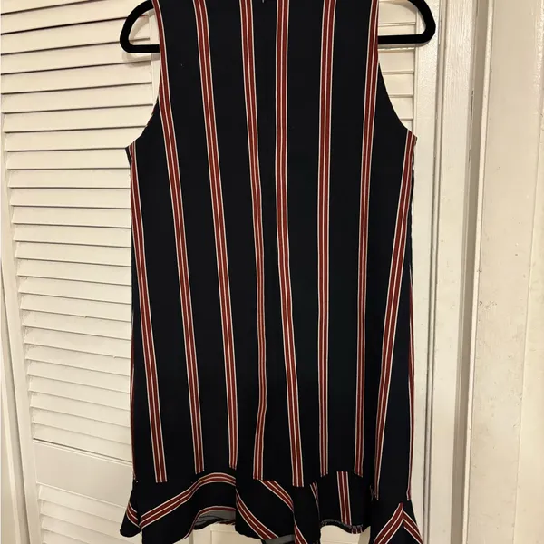 Zara Navy Red Stripe Thick Shift Dress Ruffle Hem m - Image 6