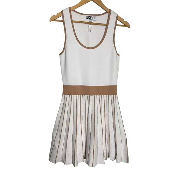 Beach Riot Solange White Almond Pleated Scoop Neck Athleisure Tennis Mini Dress - Image 5