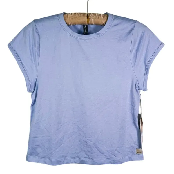 NWT Vuori Halo Baby Tee Womens Large Soft Sky Heather Blue Athletic Gym Lounge - Image 2