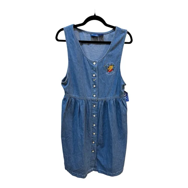 Vintage Winnie the Pooh denim overall dress Size Small Pinafore - Image 12