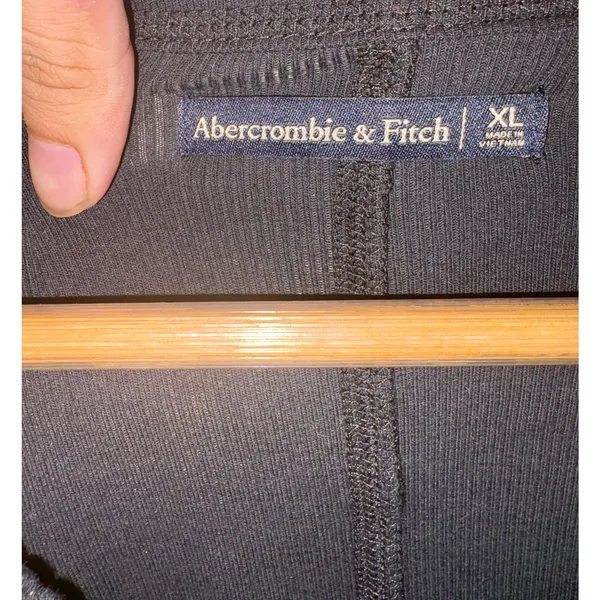 Abercrombie & Fitch Black Ribbed Knit V-Neck Henley Long Sleeve Blouse Size XL - Image 3