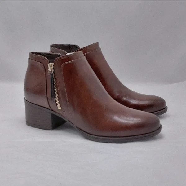Naturalizer Womens Ankle Boots Size 7.5 Brown Comfort Western Booties Cowgirl - Image 2