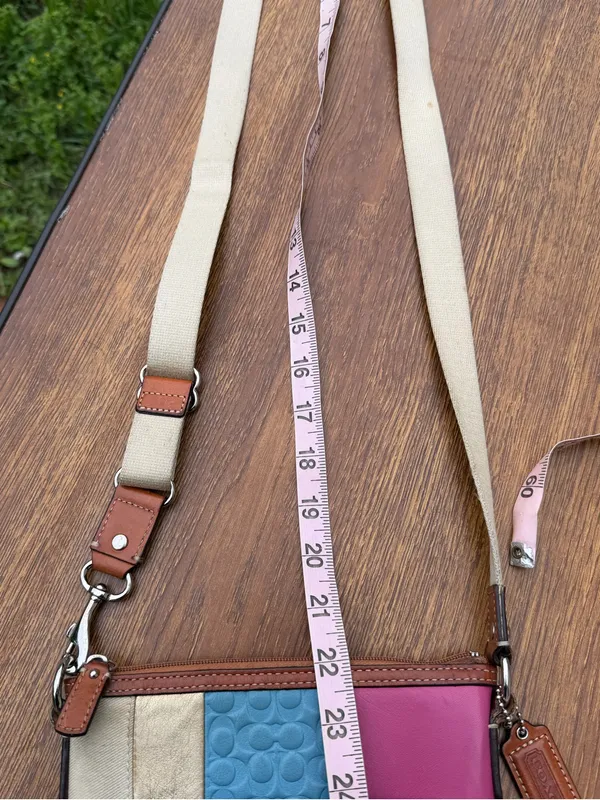 Coach Patchwork Crossbody Bag Multicolor Signature Canvas Leather Pink - Image 9