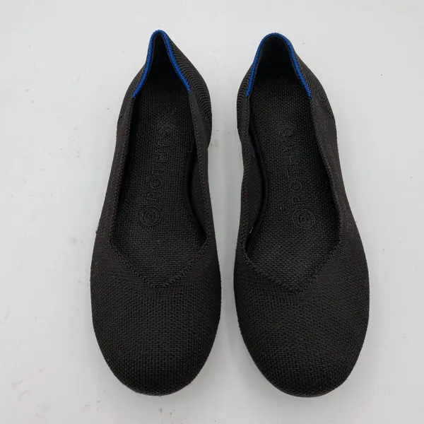 Rothys The Flat Black Solid Knit Ballet Flats Women 6 Machine Washable Eco Shoes - Image 4