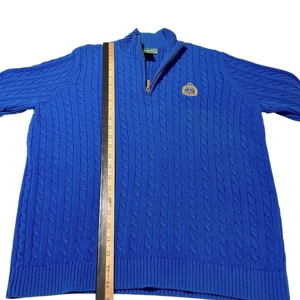 Vintage Y2K Ralph Lauren Gold Emblem Mockneck cable Knit Sweater size L - Image 10