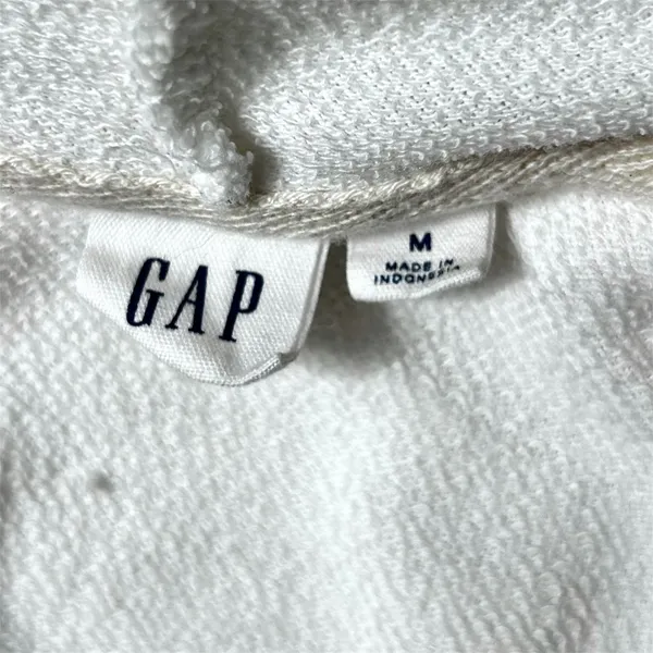 Vintage GAP Floral Embroidered Logo Full Zip Hoodie M White Blue Sweatshirt Y2K - Image 12