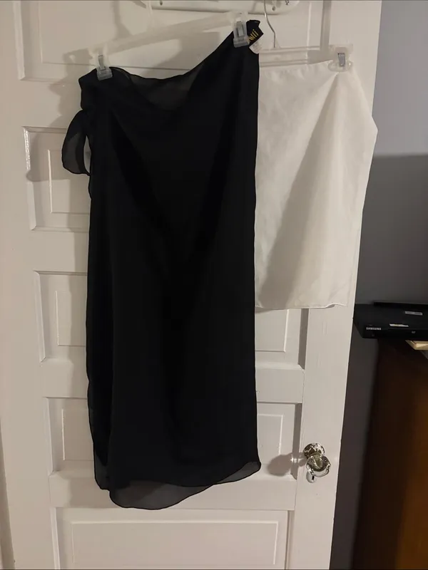 Classic Black and White Women's Skirt Sheer Cover Ups - Image 2