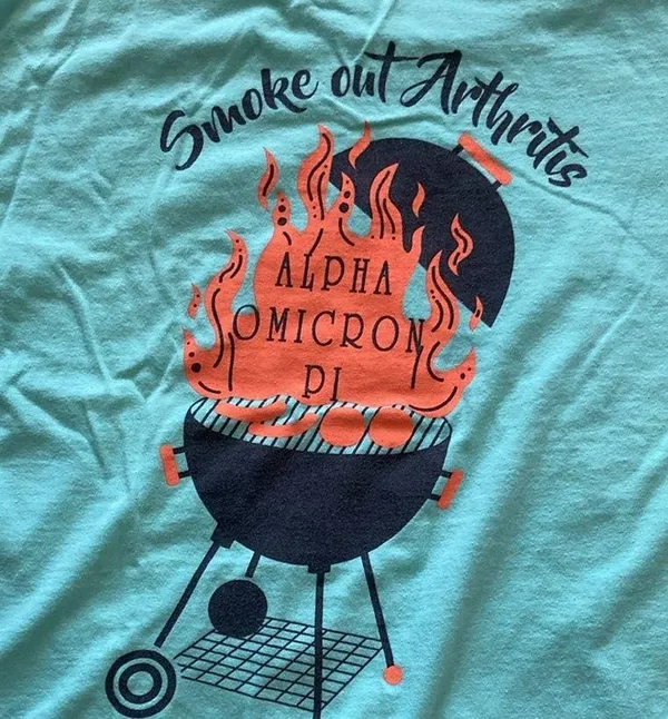 Comfort Colors AOPi Alpha Omicron Pi Smoke Out Arthritis T-Shirt Teal Large NWOT - Image 3