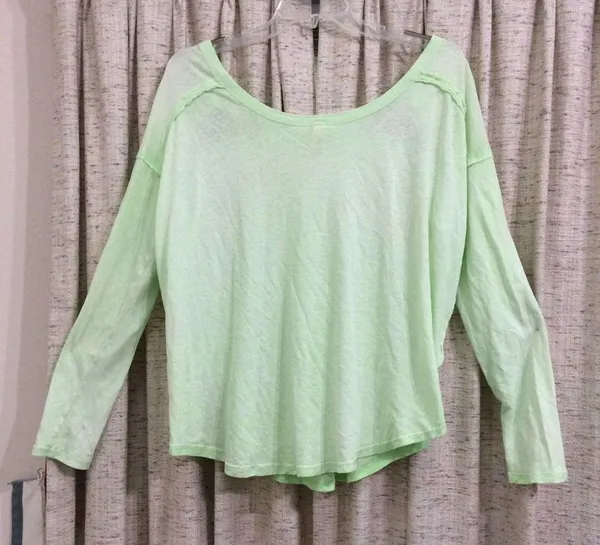 Free People We The Free First Love Lace-Up Tee in Lime - Image 6