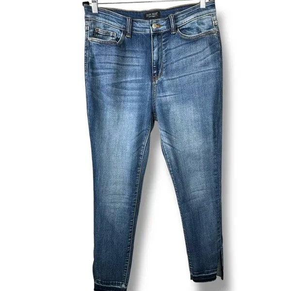 Judy Blue Catch and Release Side Slit Skinny Fit High Rise Dark Wash Denim Jeans - Image 6