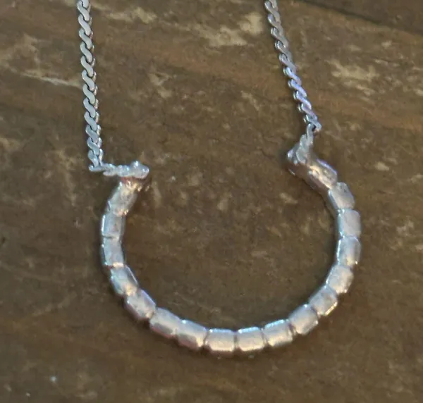 Silver tone rhinestone horseshoe necklace - Image 4