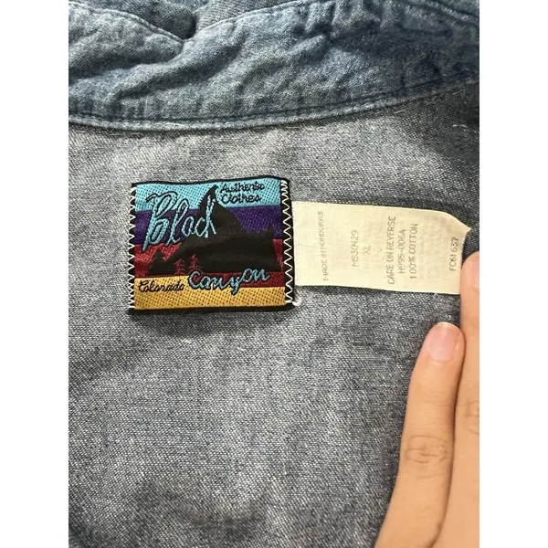 Black Canyon Denim Button Shirt‎ Embroidered Lace Size XL Western Women Vintage - Image 7