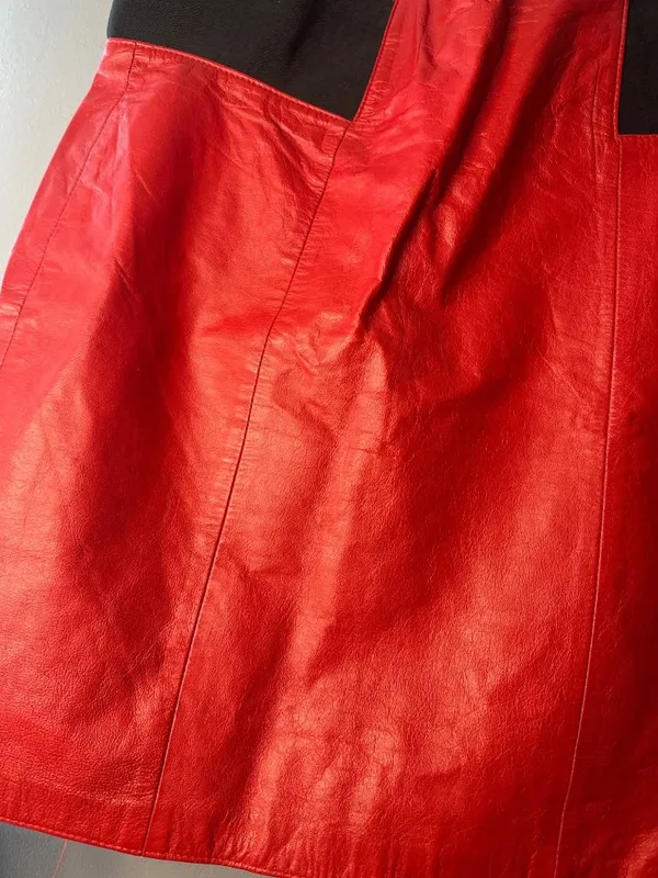 Vtg Avons Fashion 100% Leather Skirt stretchy waist comfort festival carnival - Image 2