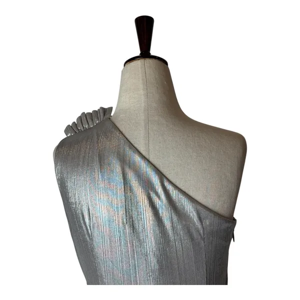 Retrofête Cassie Bodysuit Women XS Silver Metallic One Shoulder NWT‎ Party Club - Image 9