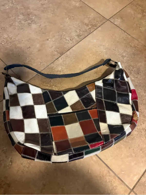 Patchwork Leather Hobo Bag in Multi - Image 4
