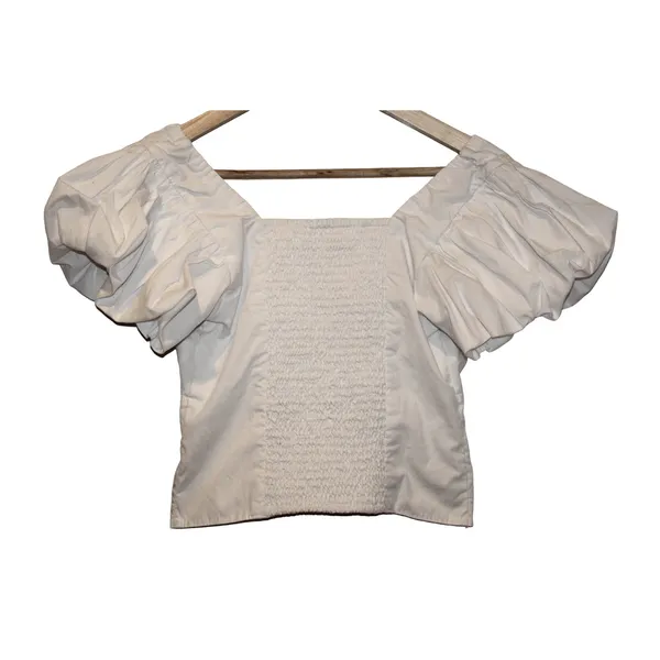 Women's Abercrombie & Fitch White V-Neck Short Sleeve Crop Top Blouse Size Small - Image 2