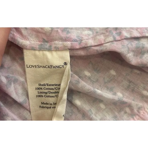 LoveShackFancy Ensley Smocked Embroidered Floral Printed Mini Dress S Fairycore - Image 7