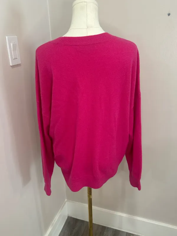 Madewell (Re)sponsible Cashmere Oversized Crewneck Sweater‎ pink Sz Large Medium - Image 3