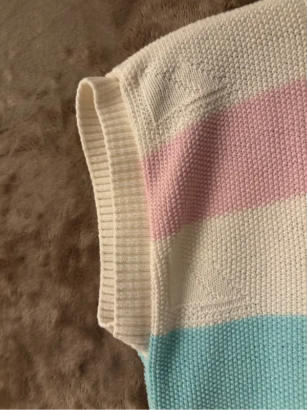 Women’s Pastel Striped Knit Top — Pink, Blue & White Size M/L - Image 4