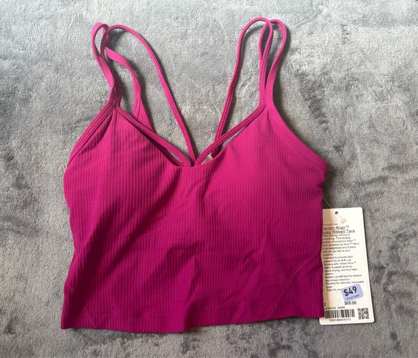 Lululemon Align Strappy Ribbed Tank Top Magenta Purple Size 2 - Image 2