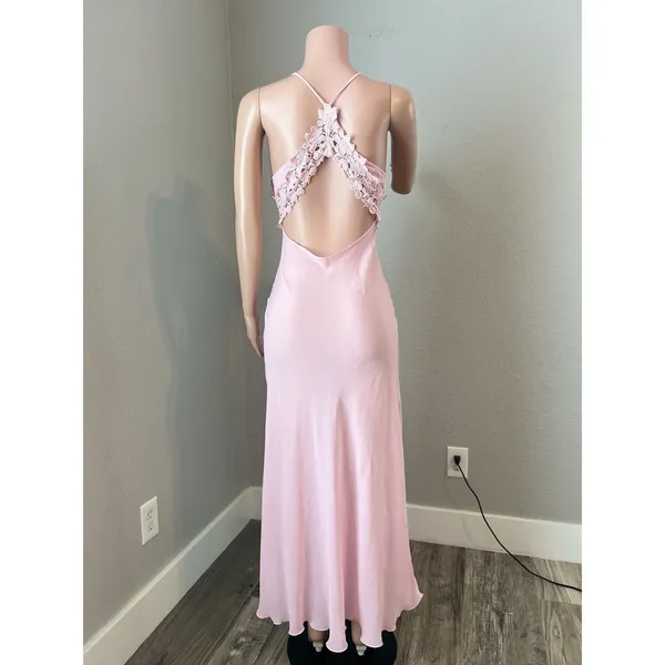D'ELEGANCE LINGERIE Slip PINK SPAGETTI MEDIUM MAXI FLORAL LACE LIGHTWEIGHT#95 - Image 6