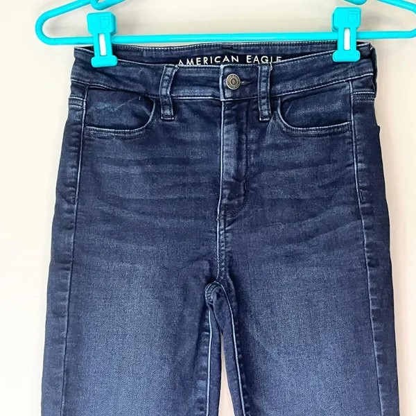 American Eagle Dark Wash Indigo Super High Rise Jegging Super Stretch Size 2 Reg - Image 7