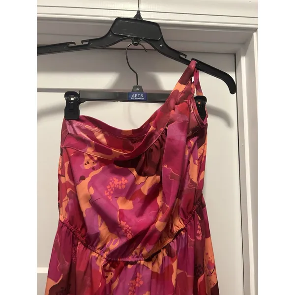 SheIn Pink Floral One Shoulder Maxi Dress Size 8 Tiered Ruffle Resort Vacation Cruise - Image 2