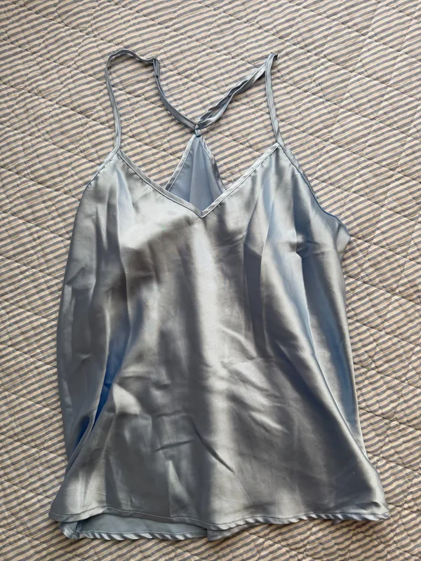 Shein Pajama Set Satin Blue - Image 2