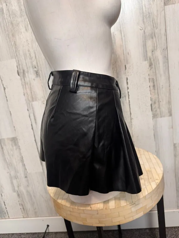 Akira Faux Leather Pleated Mini Skirt Womens S Black High Waist Clubwear - Image 5