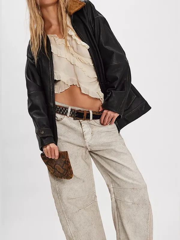 NWT Free People We The Free Good Luck Coated Barrel Jeans - white lightning - 28 - Image 7