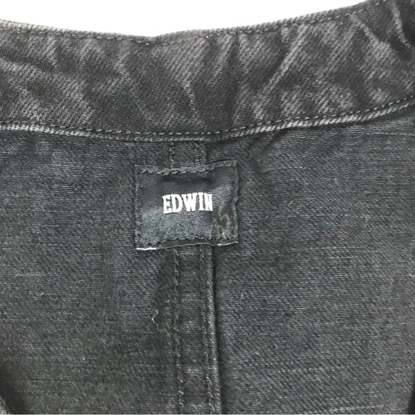 EDWIN Women’s Black Denim Button‎ Front Biker Vest Motorcycle Western Size Small - Image 4