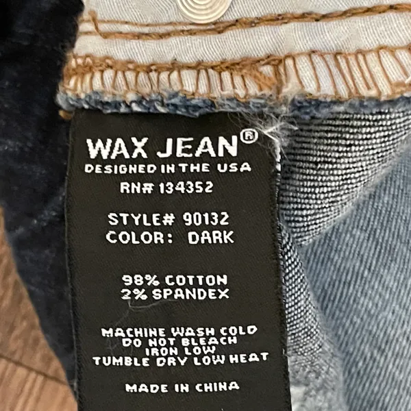 Wax Jean Denim Distressed Mini Skirt Size Large - Image 7