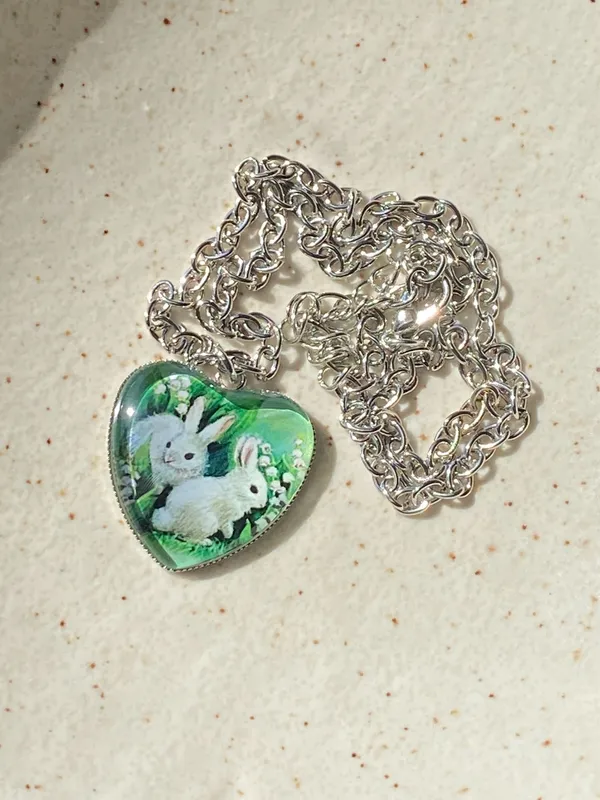 Handmade Kawaii retro fairy cottage style cute rabbits $ flower necklace🐇🦋💕🌳 - Image 5