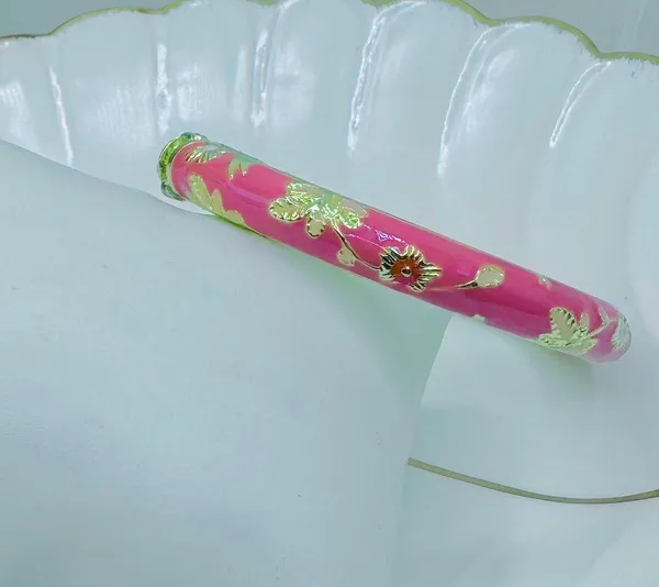 Pink Flower Enamel Cloisonne Bracelet Bangle - Image 4