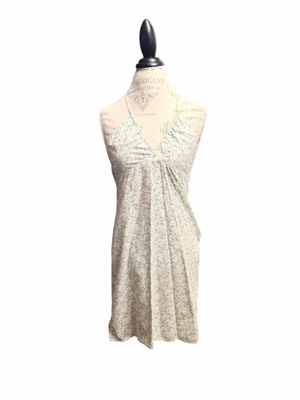 Abercrombie & Fitch Ivory Floral Babydoll Halter Dress Sz S - Image 4