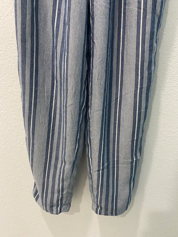 American Eagle Linen Blue Striped Pants Size Xs - Image 3