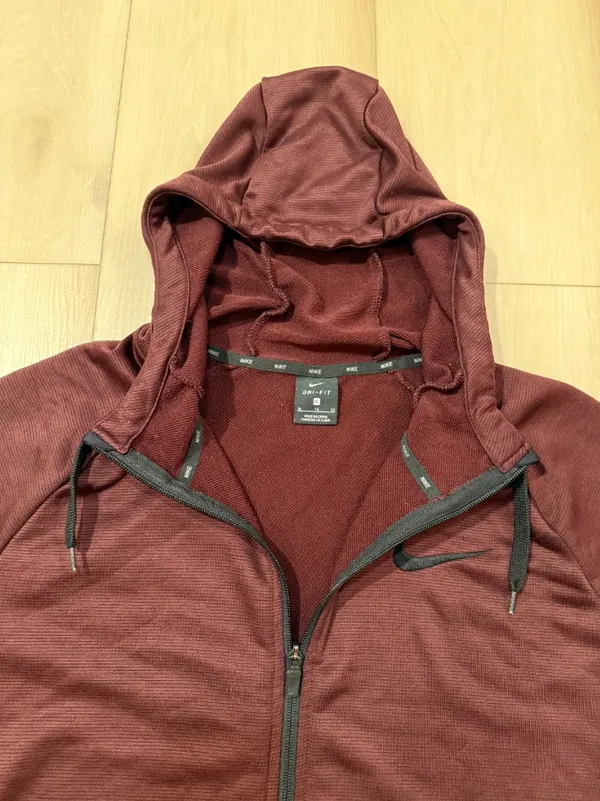 Nike Dri-Fit Maroon Full Zip hooded Sweatshirt Men's Size XL - Image 4