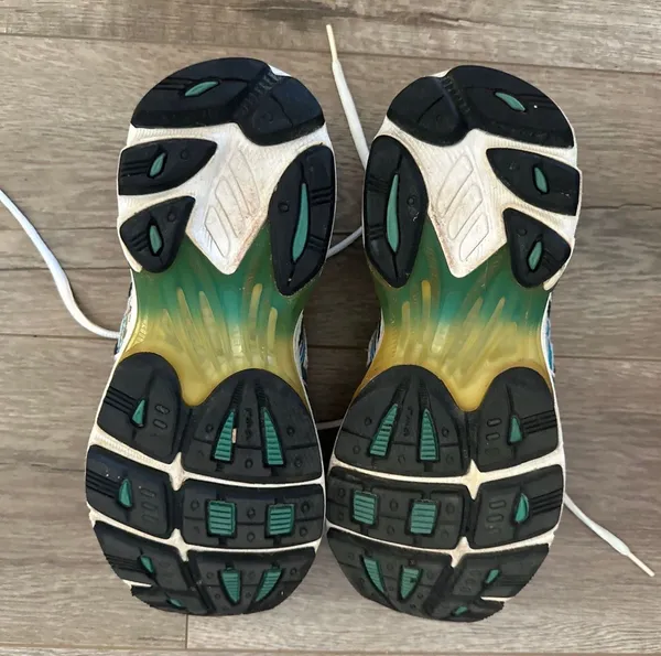Asics White and Teal Women's Athletic Running Sneakers - Image 6