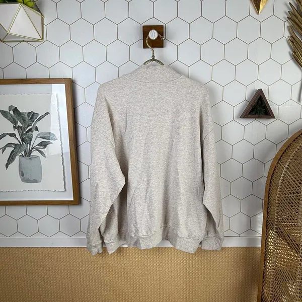 Daily Ritual from Anthropologie Light Beige Zip-Up Sweatshirt Jacket - Size - XL - Image 3