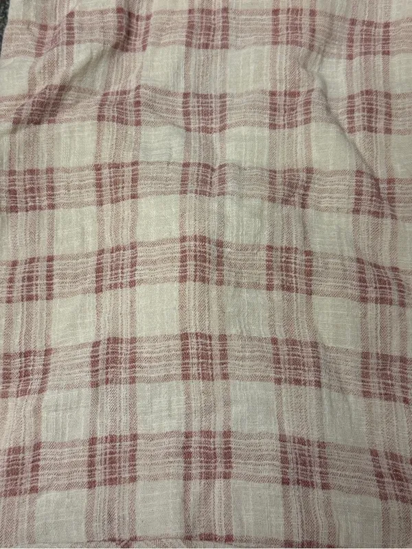 Olivaceous Plaid Mini Cotton Gauze Dress Pink Cottagecore Open Back M Ruffle Hem - Image 6
