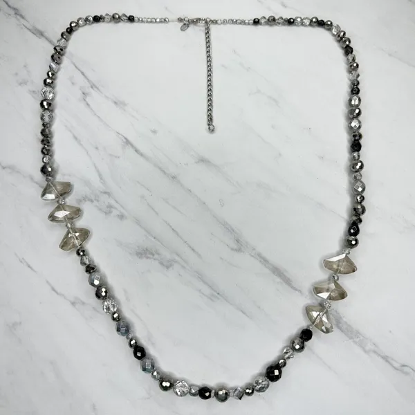 Chico's Metallic Beaded Long Statement Necklace ✨ - Image 4